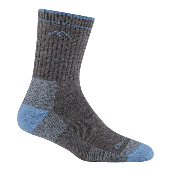 Darn Tough COOLMAX Micro Crew Women's Hiking Socks displayed outdoors, showcasing its moisture-wicking fabric.