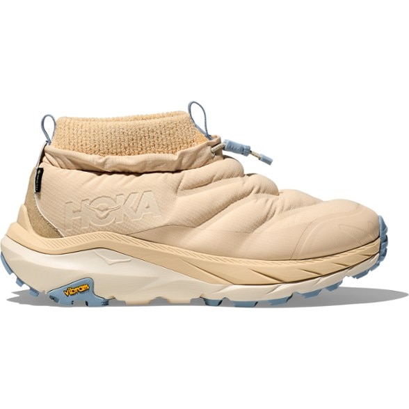 Side angle of HOKA FrostTrek GTX Mocs showing waterproof construction and insulation layers