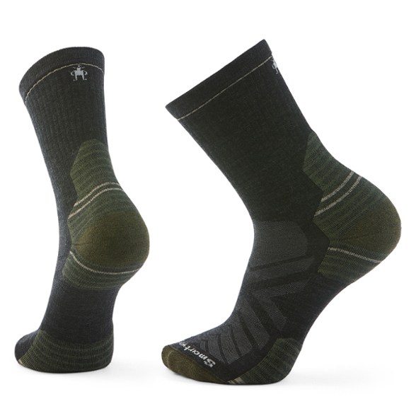 Side view of TrailBlaze merino wool hiking socks showing breathable mesh zones and mid-crew length