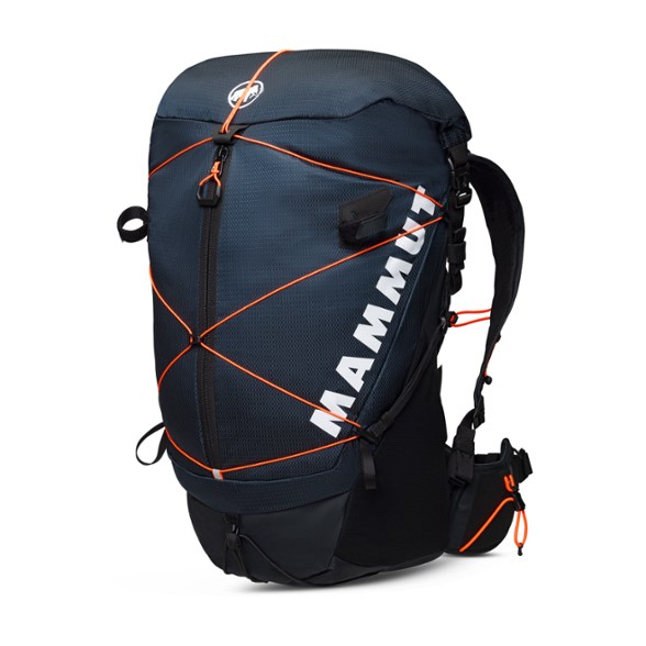 Mammut Women's Ducan Spine 28-35 Adventure Pack from the front showing the large zipper opening.