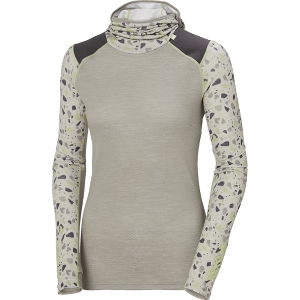 Women's merino wool balaclava hoodie in action, showcasing the hood design and fit.