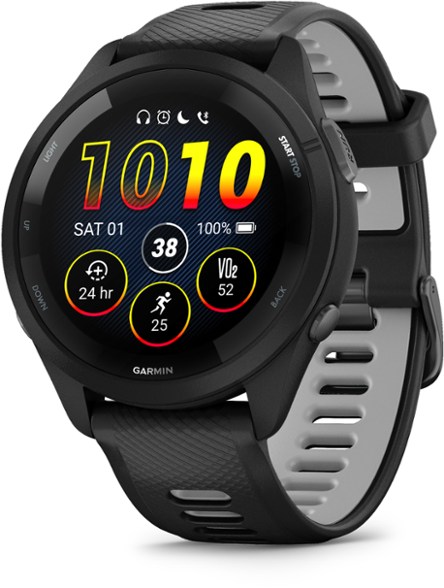 Garmin Forerunner 265 showing GPS tracking during a run