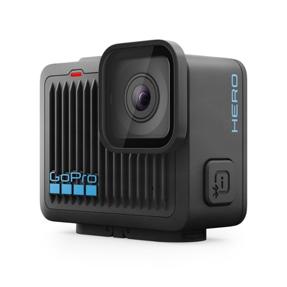 Close-up view of GoPro HERO camera mounted on The Handler capturing waves in 4K waterproof action.