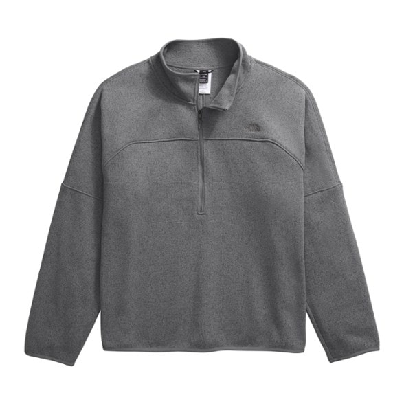 Front view of men's big size fleece pullover showing half zip fleece design in dark green