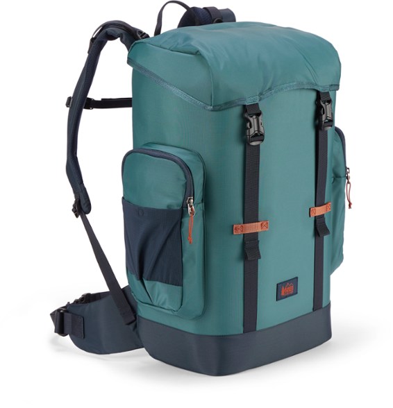 Front view of the Cool Trail Adventure Backpack Cooler showing external pockets and straps.
