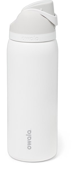 Owala FreeSip vacuum water bottle showing the built-in straw feature for easy sipping