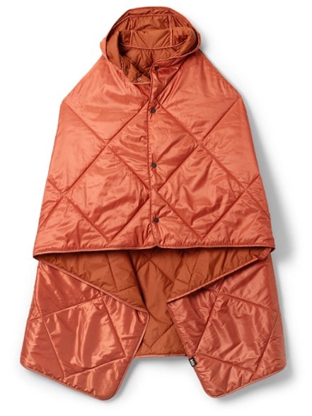 CozyCamp wearable blanket with hood, showcasing its warm and cozy design.