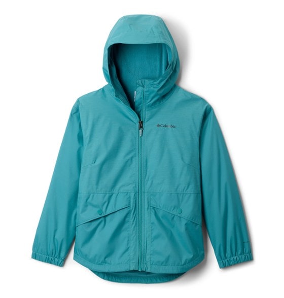 Close-up of Columbia girls' waterproof fleece jacket showcasing the soft fleece lining.