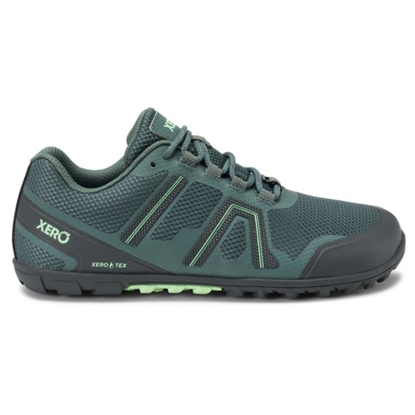 Xero Mesa Women's Waterproof Trail Running Shoes from the side, showcasing the sleek design.