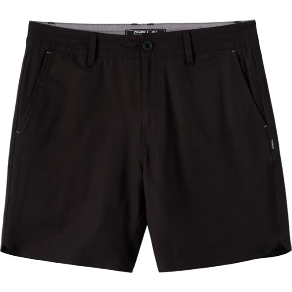 O'Neill boys' water-resistant hybrid shorts showcasing a vibrant color and scallop design.