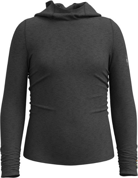 Front view of the TrailTykes merino wool hoodie worn by child in forest