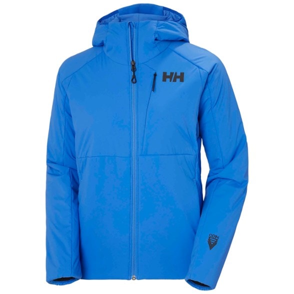 Front view of women's insulated jacket with PrimaLoft insulation, ideal for cold weather hiking