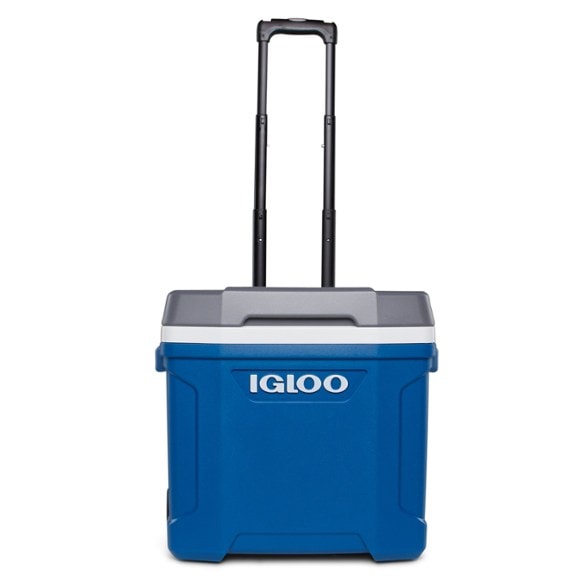 Latitude 30 wheeled cooler angled view showing durable build and wheels for easy transport