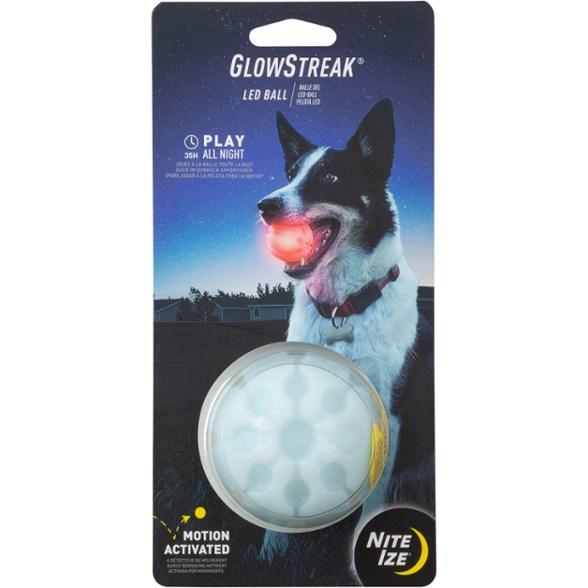 Dog catching the waterproof fetch ball mid-air near a pool at sunset