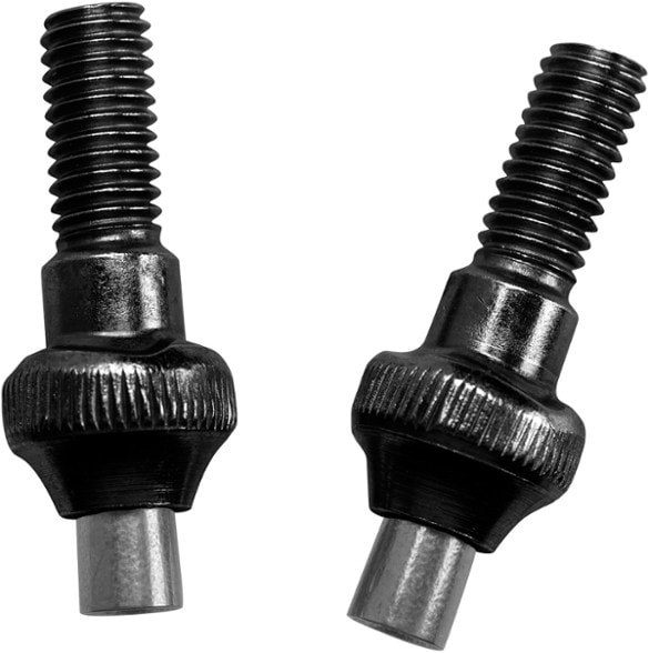 Close-up of premium Black Diamond carbide trekking pole tips showcasing durability and design.