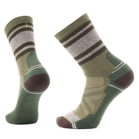 Side view of Lolo Trail merino wool socks showing medium cushioning and crew length
