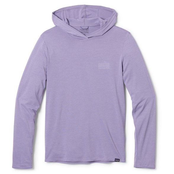 Front view of Patagonia Quick-Drying Adventure Hoodie for Men, showcasing the deep hood and stretch fabric.
