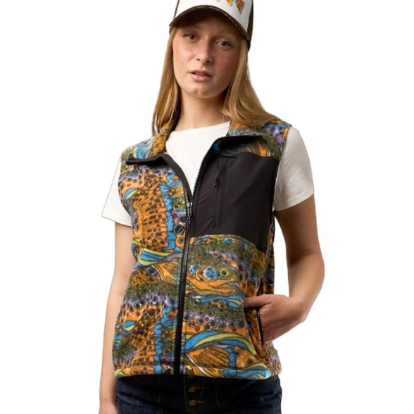 Front view of cozy fleece vest for women with full zipper and pockets