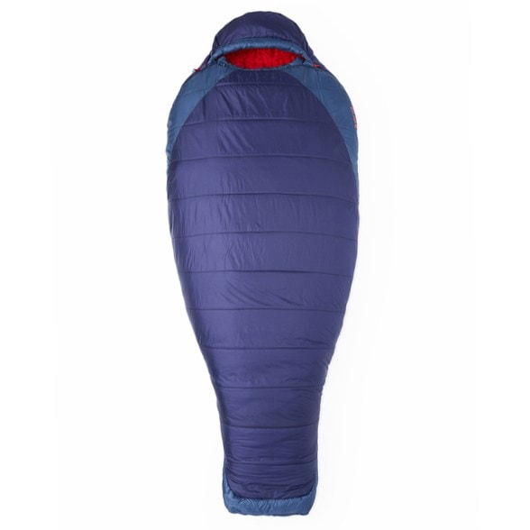 Close-up view of the Marmot Trestles Elite Eco 20 Plus women's sleeping bag showcasing its soft texture and insulation technology.