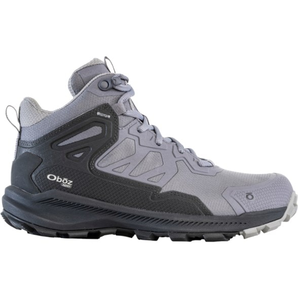 Oboz Katabatic Women's Hiking Boots in action on a muddy trail.