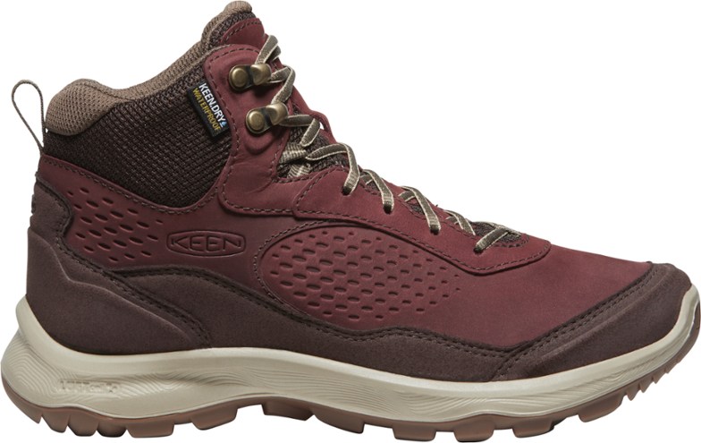 Side view of TerraComfort Mid Waterproof Women's Hiking Boots highlighting the premium leather and breathable mesh.