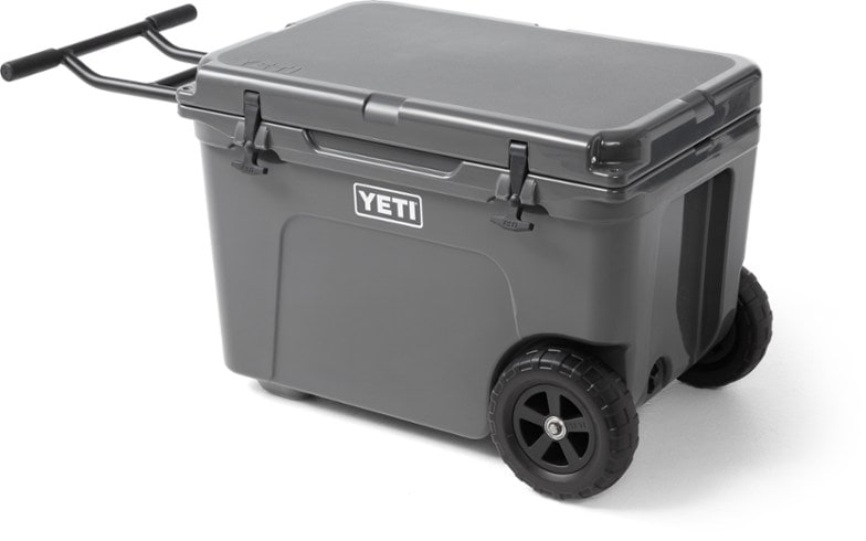 YETI Tundra Haul cooler with wheels on a camping trip