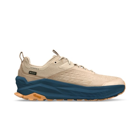 Altra Olympus 6 Low GTX hiking shoes in action on a rocky trail