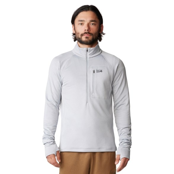 FrostGuard Men's Half-Zip Fleece Top from the front angle, showcasing its breathable fabric and half-zip design.
