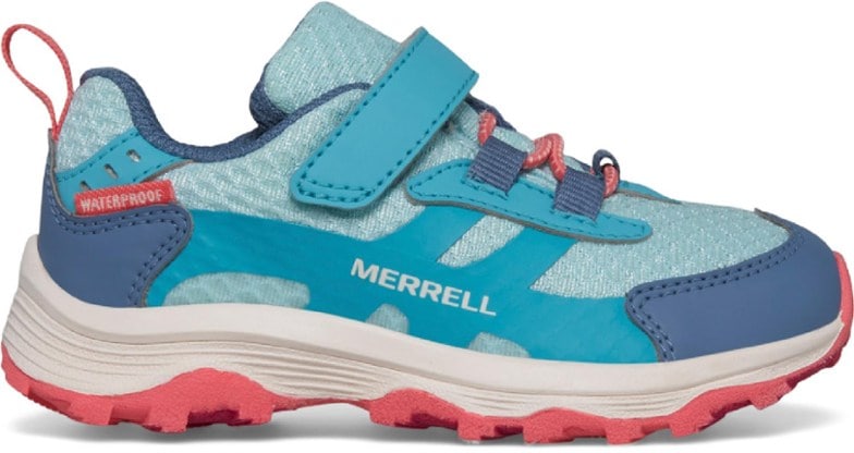Side view of TrailBlaze Jr. toddler hiking shoes showing waterproof synthetic and textile upper