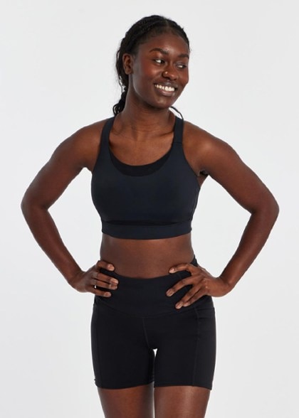 Elevate High Support Running Bra front view, highlighting the racerback design