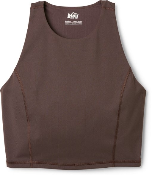 Front view of the Active Pursuits Women's Crop Tank showing the built-in shelf bra and soft fabric.