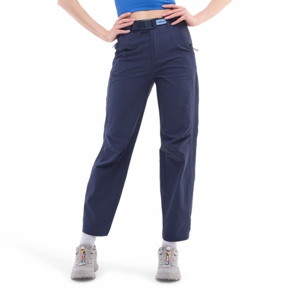 Bastille Women's Adventure Trail Pants in action on a rocky trail