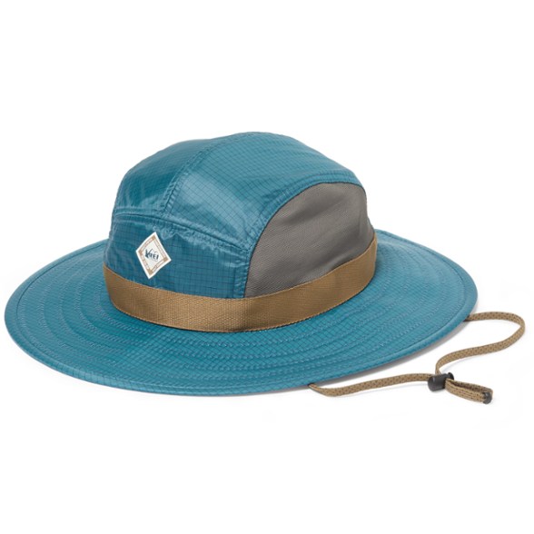 Front view of Adventure Ready Sun Protection Hat showcasing the wide brim and mesh panels.