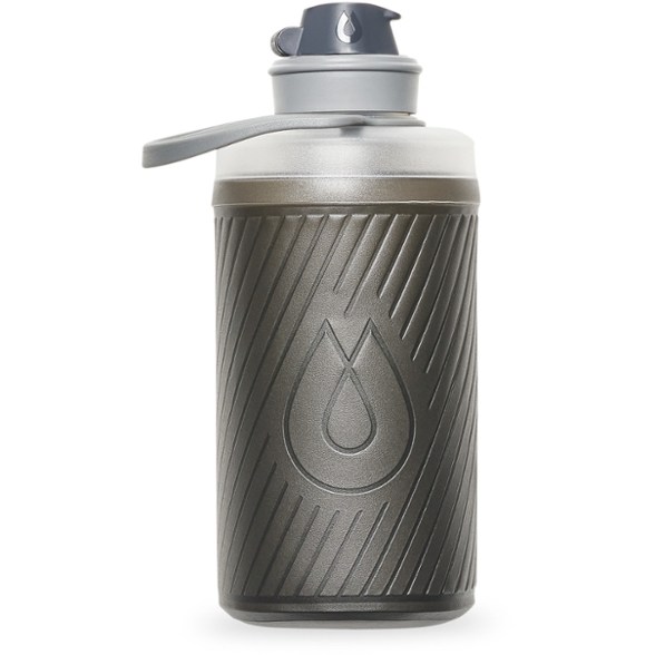TrailFlex bottle upright in a trail backpack side pocket – compact backpacking water bottle design
