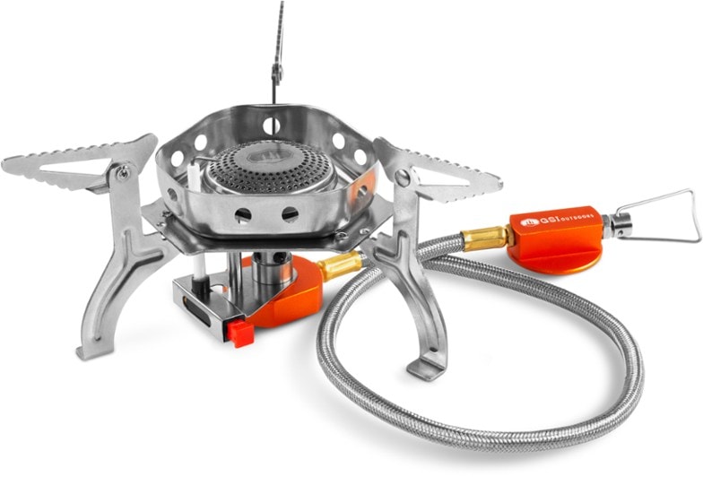 GSI Outdoors Glacier Remote stove set up for cooking outdoors