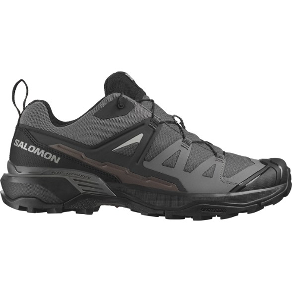 X Ultra 360 men's hiking shoes showcasing the rugged outsole on rocky terrain.