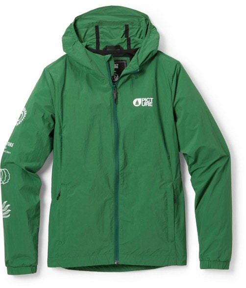 Front view of the Trailblazer women's windbreaker jacket in a hiking setting.