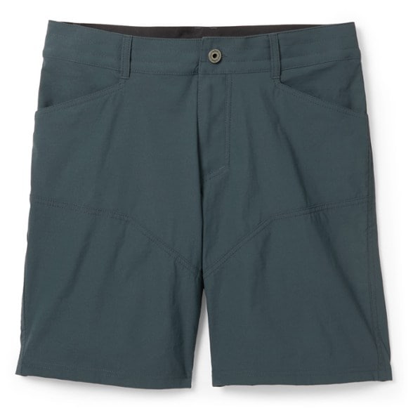 Front view of men's breathable hiking shorts with 9-inch inseam, ideal for summer trails