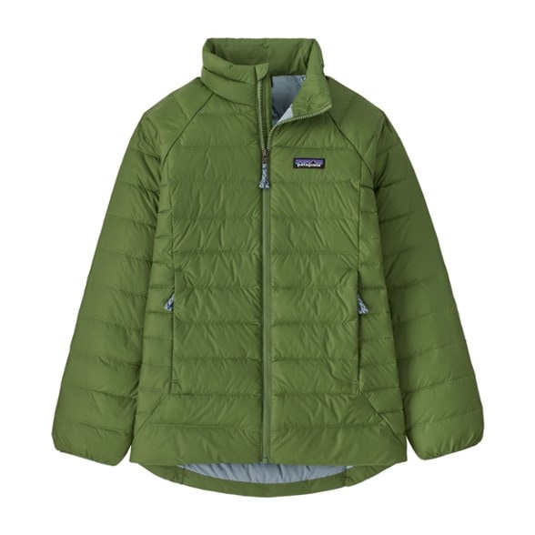 Front view of the insulated kids jacket showcasing its packable feature.