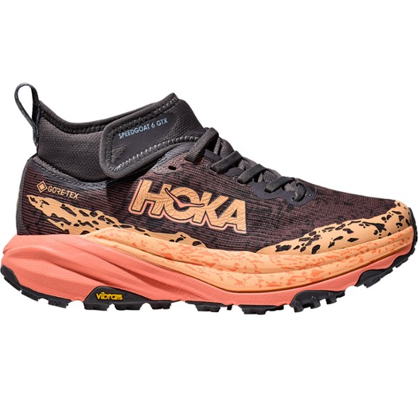 HOKA Women's Speedgoat 6 Mid GTX Trail Shoes showcasing GORE-TEX membrane from the side