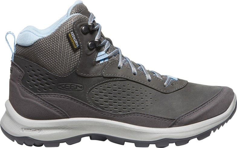 Side view of women's waterproof boots showcasing rugged sole and breathable mesh upper