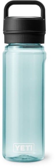 Yonder lightweight BPA free water bottle in outdoor setting, demonstrating its use during a hike.