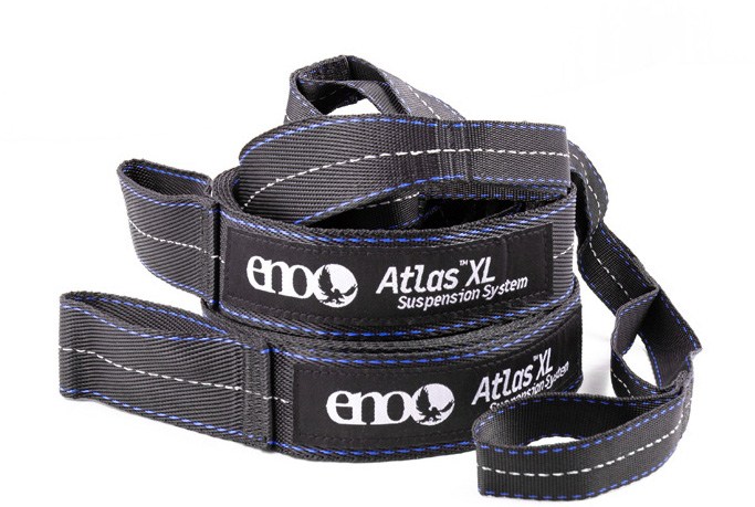 Close-up of Atlas XL hammock straps showing durable material and multiple attachment loops for easy setup