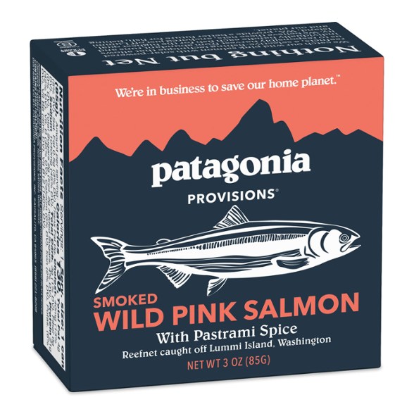 Close-up of wild pink salmon canned in BPA-free aluminum can, showcasing sustainable packaging
