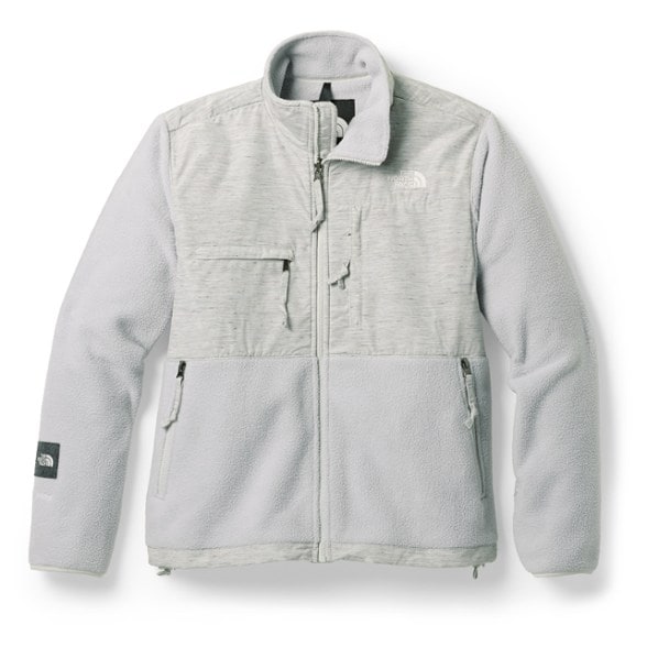 Eco-Friendly Denali Fleece Jacket on a hiking trail, showcasing its warm fabric and stylish design.