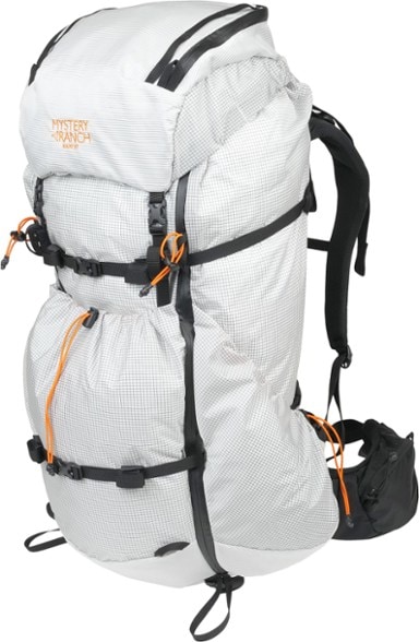 Radix 57 Adventure Pack for Men from the side, showcasing its lightweight design and adjustable harness.