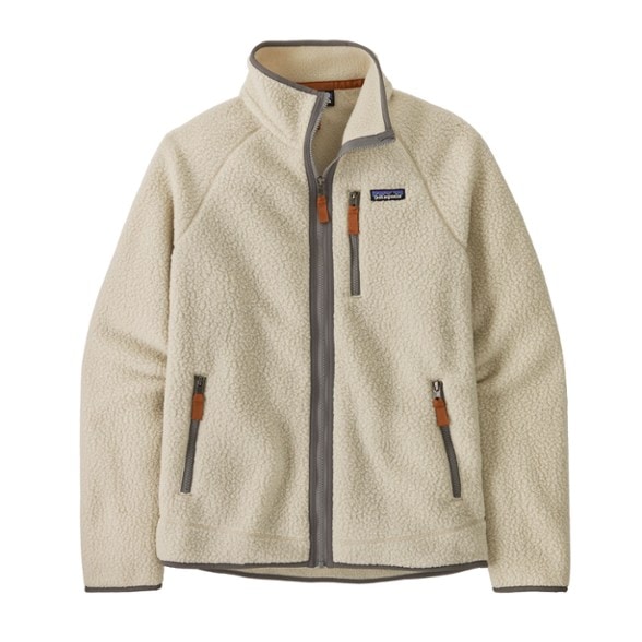 Front view of Eco-Friendly Retro Pile Men's Fleece Jacket highlighting the zip-through collar.