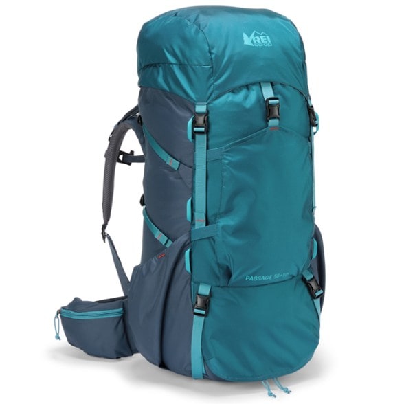 Adventure Ready 55+10 Kids' Backpack showcasing adjustable straps and hipbelt for a perfect fit.