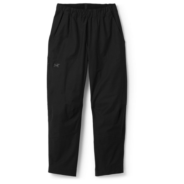 Front view of Kragg women's climbing pants showcasing the stretch cotton fabric and articulated design.