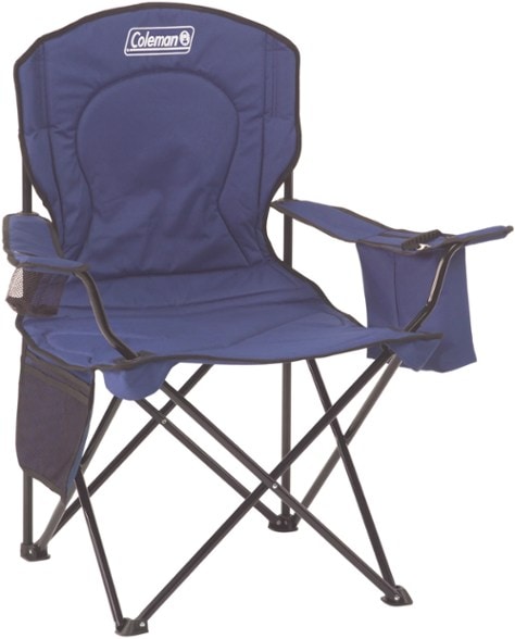 TrailBliss folding chair with cooler pouch showing padded seat and adjustable armrests